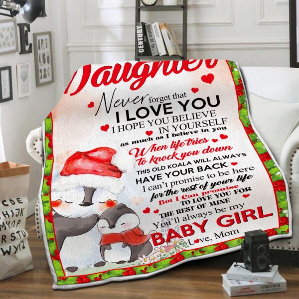 To My Daughter Penguin Fleece Blanket Sherpa Blanket