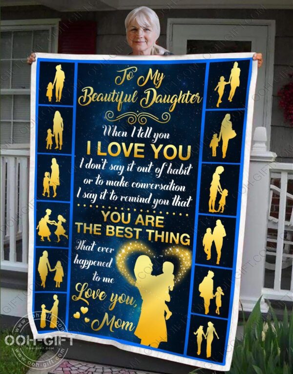 Daughter I Love You Fleece Blanket Sherpa Blanket
