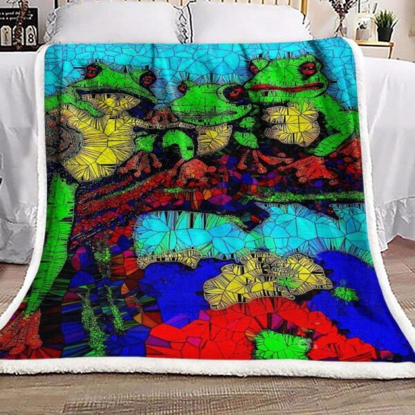 Frog Family Glass Mosaic Fleece Blanket Sherpa Blanket