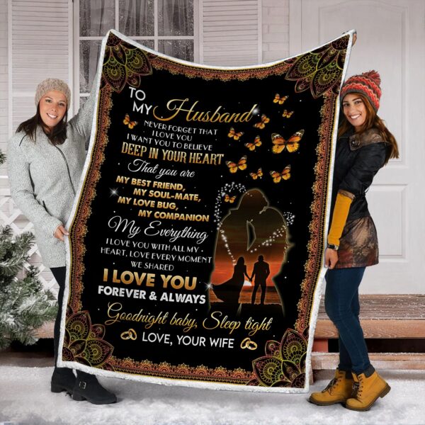 To My Husband Fleece Blanket Sherpa Blanket