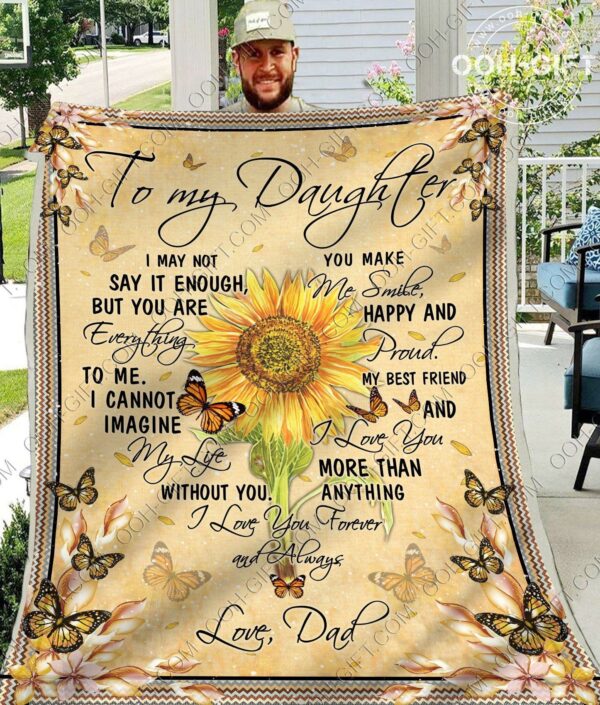 Daughter Love Dad Fleece Blanket Sherpa Blanket