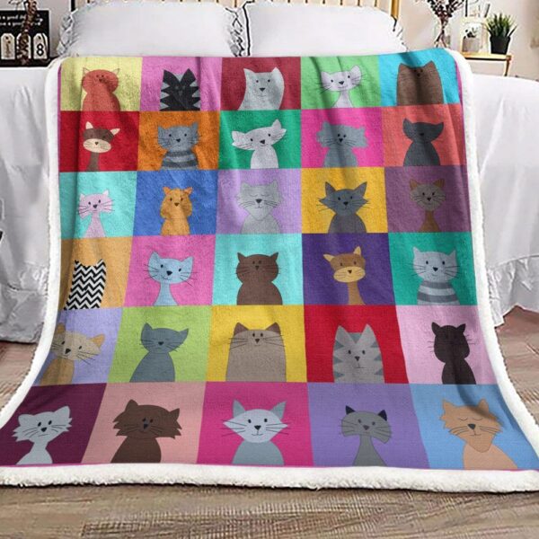 Colorful Cat Fleece Blanket Sherpa Blanket