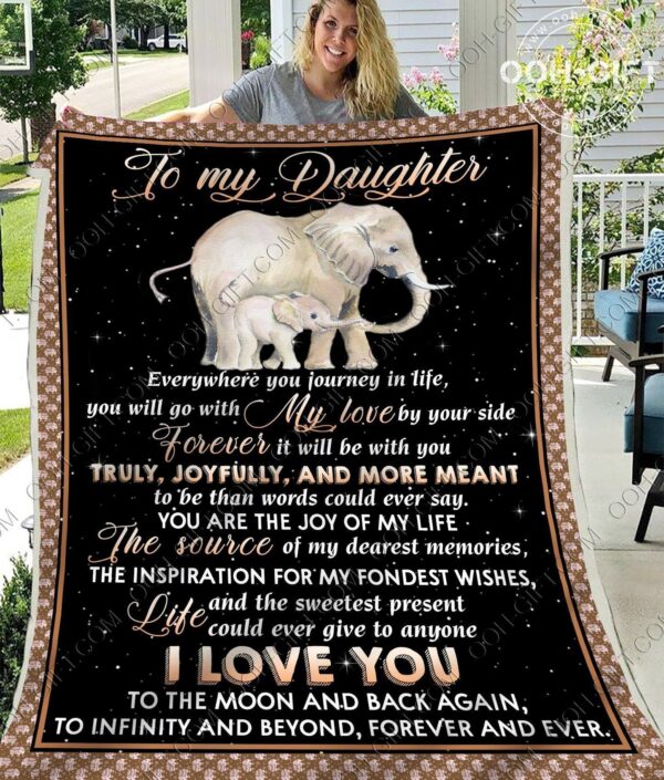 Daughter Love You To The Moon Back Fleece Blanket Sherpa Blanket