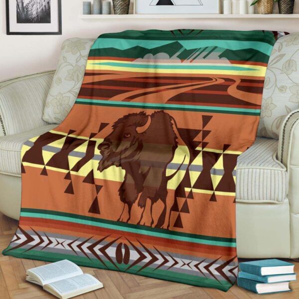 Mountain Bison Tribe Native American Pride Fleece Blanket Sherpa Blanket
