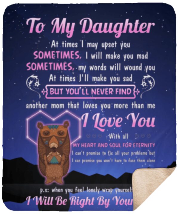 To My Daughter Bear Fleece Blanket Sherpa Blanket