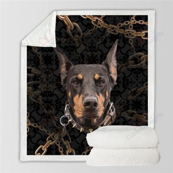 Doberman Fleece Blanket Sherpa Blanket
