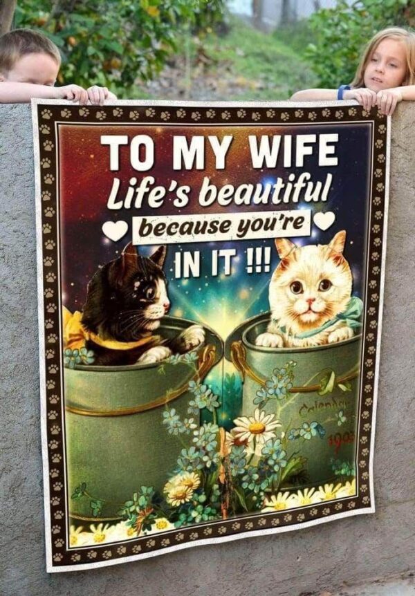 Cat To My Wife Fleece Blanket Sherpa Blanket