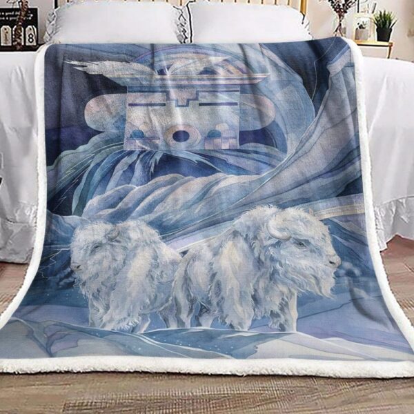 Native American White Bichon Fleece Blanket Sherpa Blanket