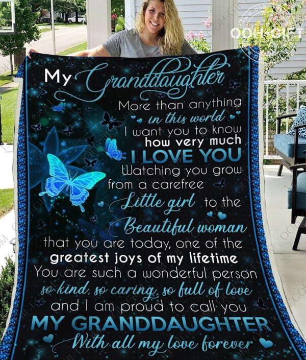 Granddaughter With All My Love Fleece Blanket Sherpa Blanket