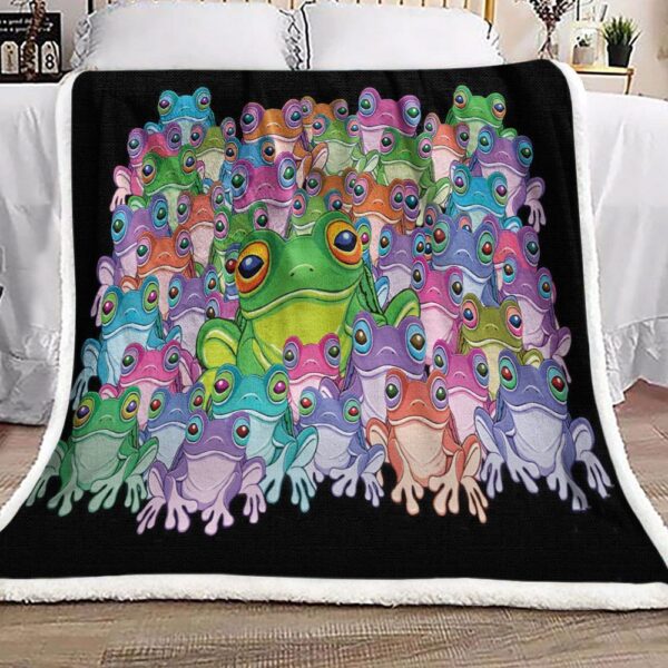 Colorful Froggy Family Fleece Blanket Sherpa Blanket