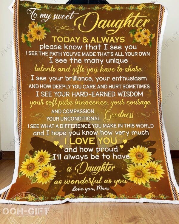 Daughter I Love You Fleece Blanket Sherpa Blanket