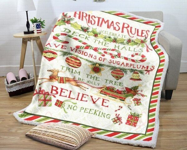 Christmas Rules Fleece Blanket Sherpa Blanket