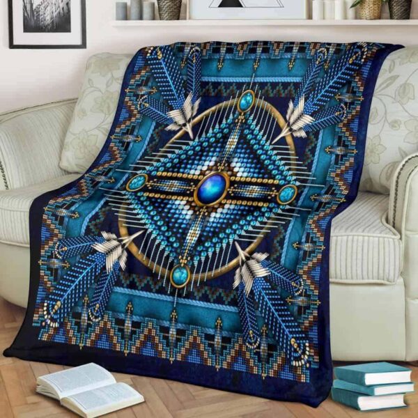 Mandala Blue Pattern Native American Design Fleece Blanket Sherpa Blanket