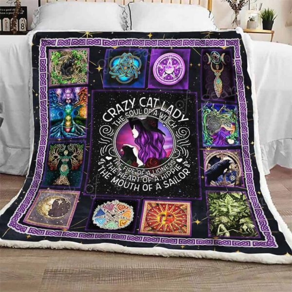 Cat Lady Wicca Fleece Blanket Sherpa Blanket