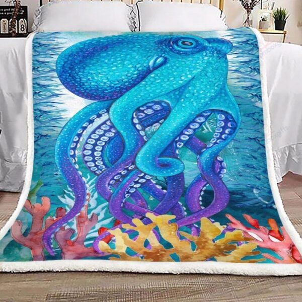 Blue Octopus Fleece Blanket Sherpa Blanket