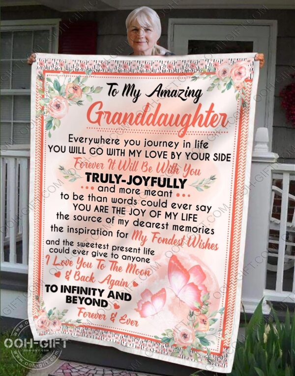 Granddaughter To The Moon Back Fleece Blanket Sherpa Blanket