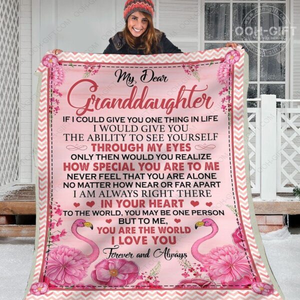 Granddaughter You Are The World Fleece Blanket Sherpa Blanket
