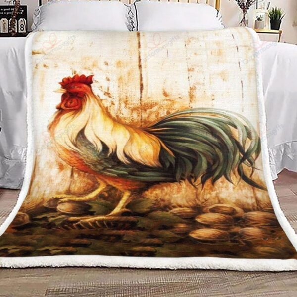 Vintage Rooster Fleece Blanket Sherpa Blanket