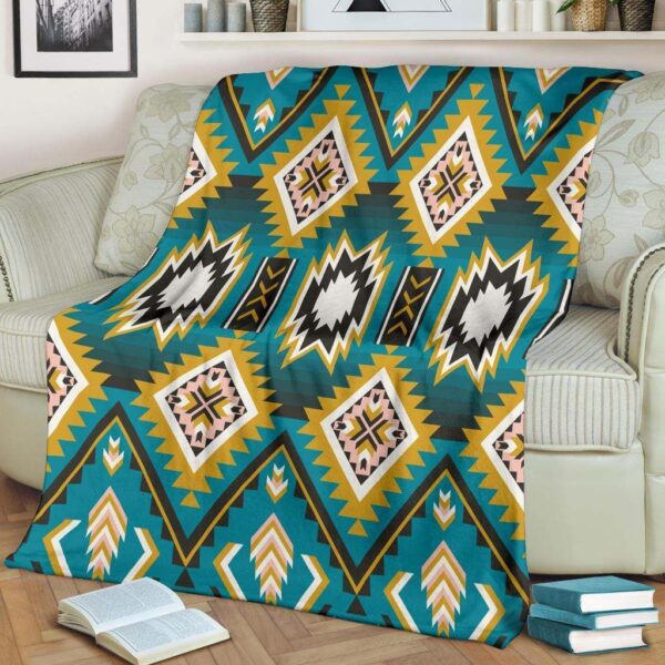 Blue Pearl Native American Fleece Blanket Sherpa Blanket
