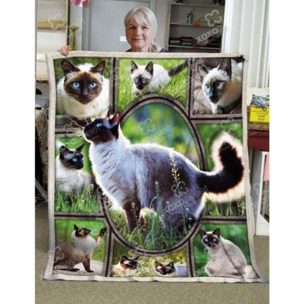 Siamese Cat Fleece Blanket Sherpa Blanket