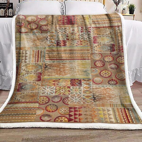 Colored Patchwork Native American Fleece Blanket Sherpa Blanket