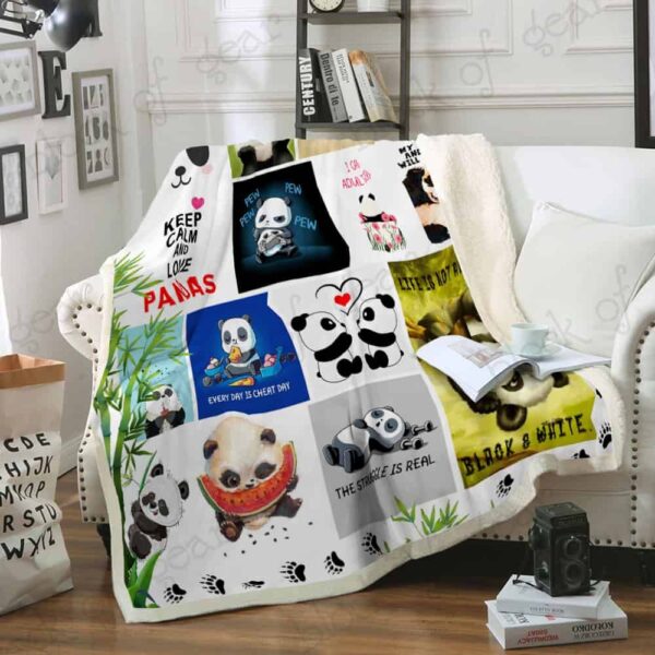 Pandas Fleece Blanket Sherpa Blanket