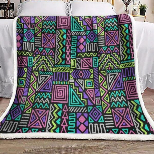 Neon Native Aztec Fleece Blanket Sherpa Blanket