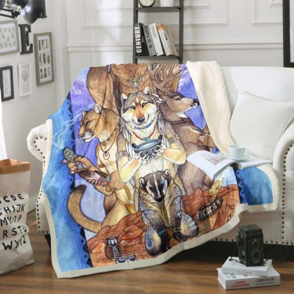 Native America Fleece Blanket Sherpa Blanket