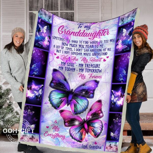 Granddaughter You Are My Heart Fleece Blanket Sherpa Blanket