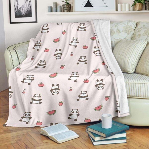Panda Fruit Fleece Blanket Sherpa Blanket