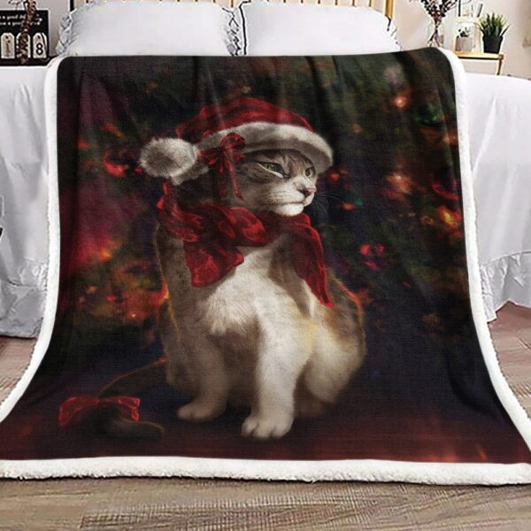 Christmas Cat Fleece Blanket Sherpa Blanket