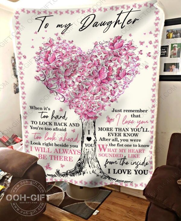 Daughter Heart Fleece Blanket Sherpa Blanket