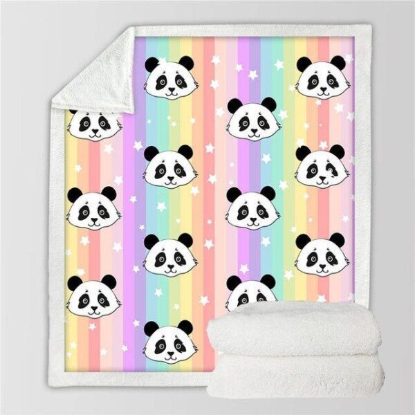 Rainbow Panda Fleece Blanket Sherpa Blanket