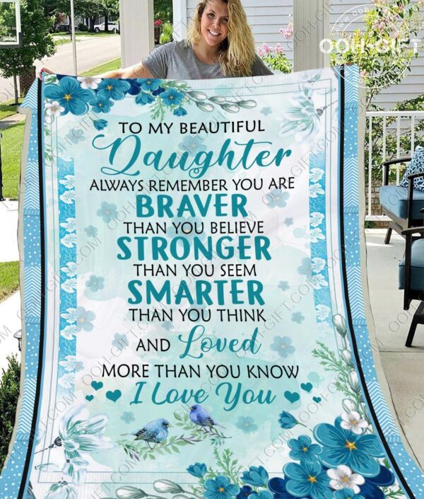 Daughter I Love You Fleece Blanket Sherpa Blanket