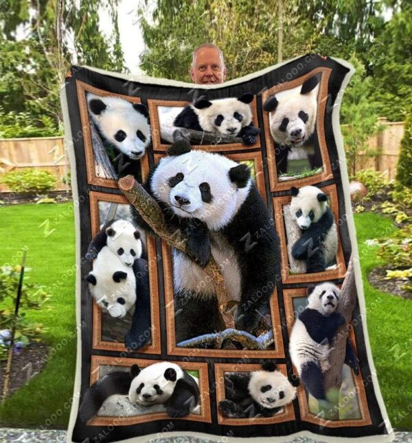 Cute Panda Bears Fleece Blanket Sherpa Blanket