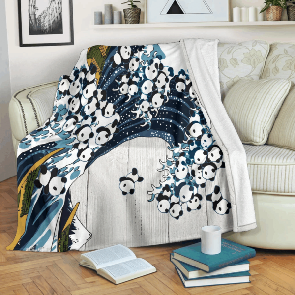 Panda Waves Fleece Blanket Sherpa Blanket