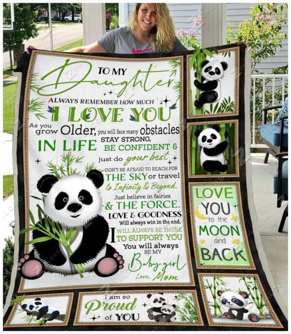 Panda Bear To My Daughter Be My Baby Girl Love Mom Fleece Blanket Sherpa Blanket