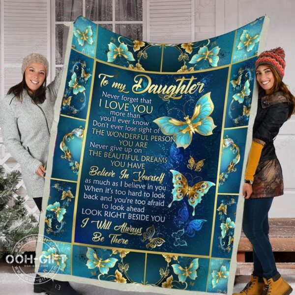 Daughter Always Behind You Fleece Blanket Sherpa Blanket