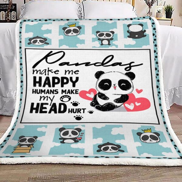 Pandas Make Me Happy Fleece Blanket Sherpa Blanket