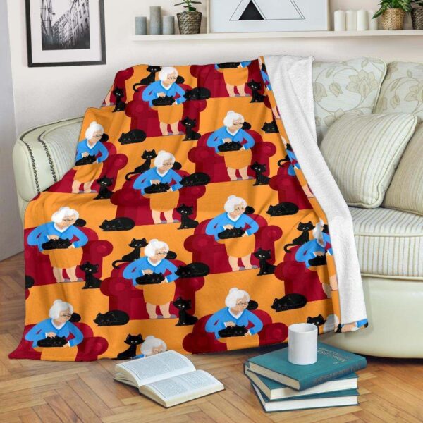 Grandma Nana Cat Fleece Blanket Sherpa Blanket