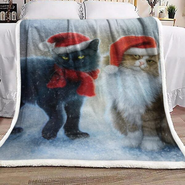 Christmas Cat Fleece Blanket Sherpa Blanket