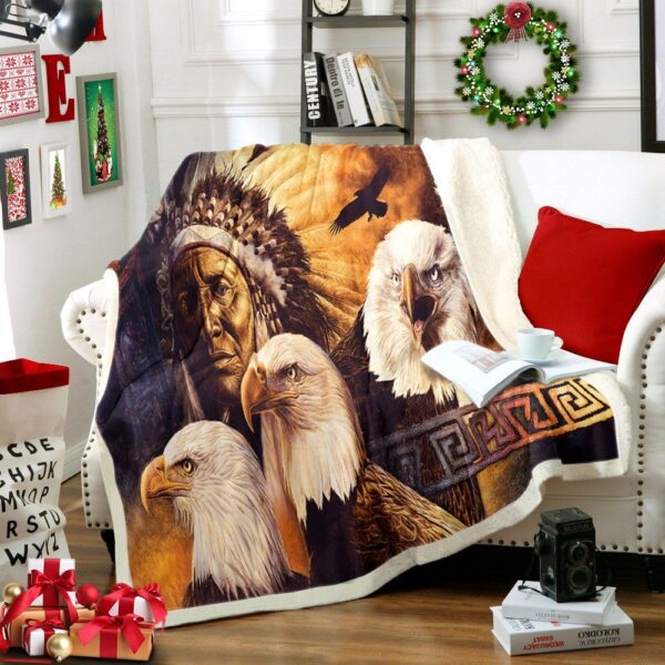 Eagle Native American Fleece Blanket Sherpa Blanket
