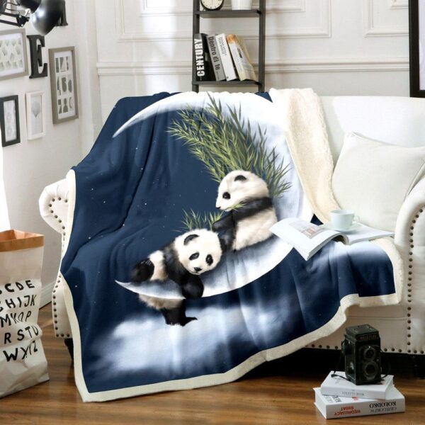 Panda Moon Fleece Blanket Sherpa Blanket