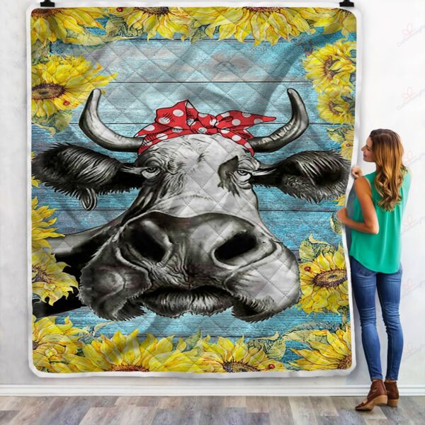 Heifer Sunflower Fleece Blanket Sherpa Blanket