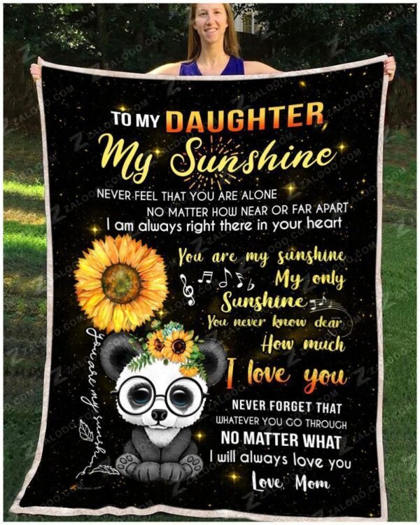 Sunflower Panda Daughter Mom My Only Sunshine Fleece Blanket Sherpa Blanket