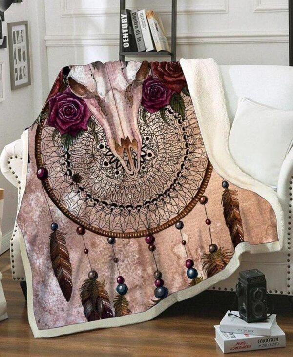 Dreamcatcher Rose Fleece Blanket Sherpa Blanket