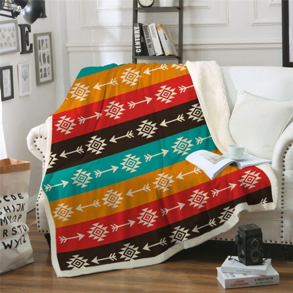 Geometric Native American Fleece Blanket Sherpa Blanket