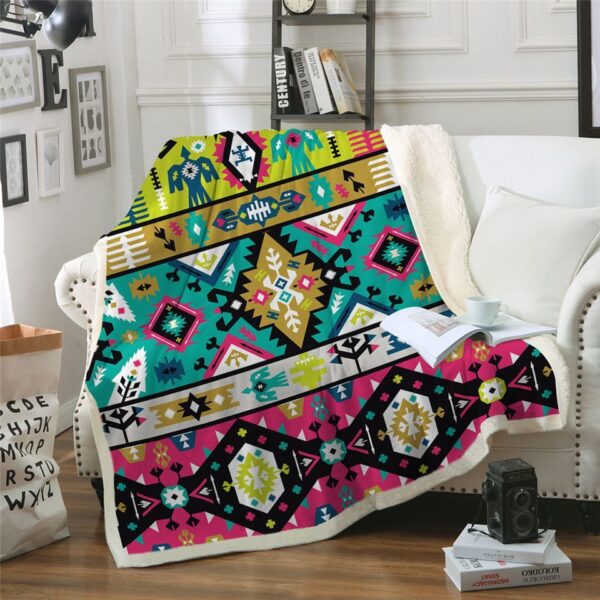 Geometric Native American Fleece Blanket Sherpa Blanket
