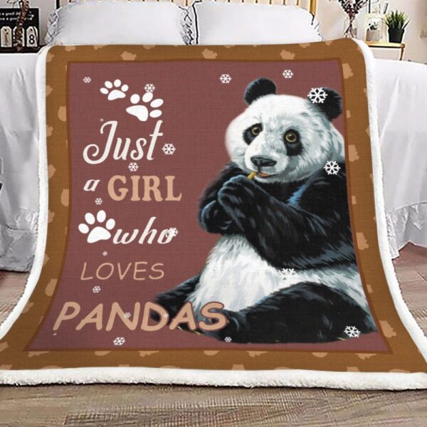 Panda Just A Girl Who Loves Pandas Fleece Blanket Sherpa Blanket