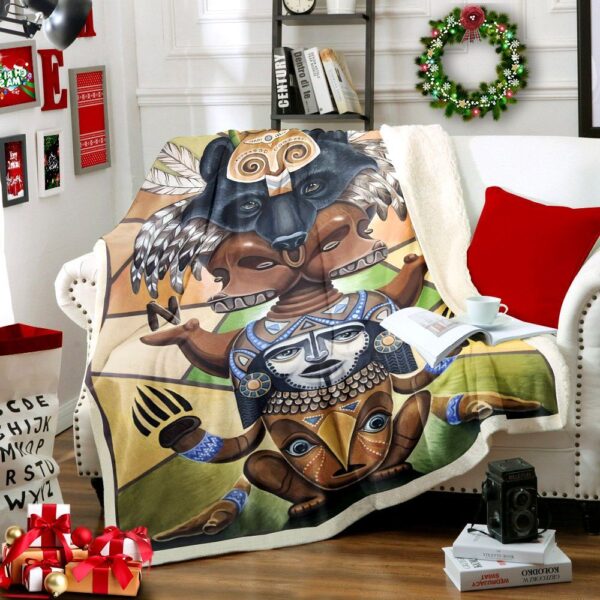 Native Americans Fleece Blanket Sherpa Blanket